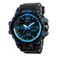 Мужские спортивные часы Skmei 1155 Black Blue с комбинированным циферблатом и подсветкой