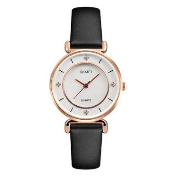 Жіночий класичний годинник Skmei 1330LRG Rose Gold з кварцовим механізмом та шкіряним ремінцем