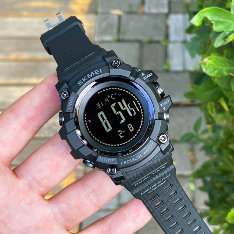 Мужские часы Skmei 1358 Black Smart Watch Compass с тактическим компасом и шагомером