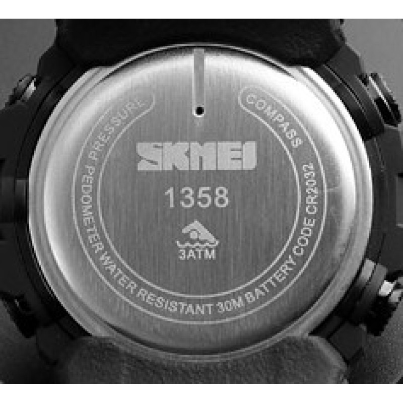 Мужские часы Skmei 1358 Black Smart Watch Compass с тактическим компасом и шагомером