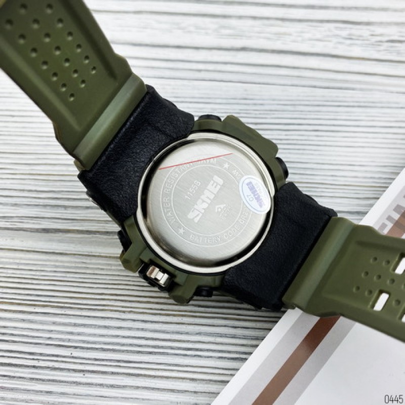 Мужские тактические часы Skmei 1155B Military Green с подсветкой и защитой 5 ATM