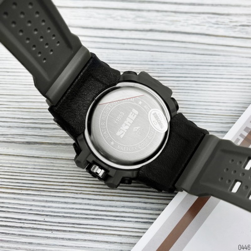 Мужские спортивные часы Skmei 1155B Military Gray с комбинированным циферблатом и водозащитой 5 ATM