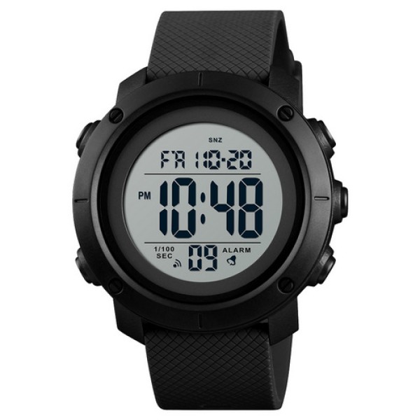 Мужские тактические часы Skmei 1426BKWT Black-White с электронным циферблатом и подсветкой