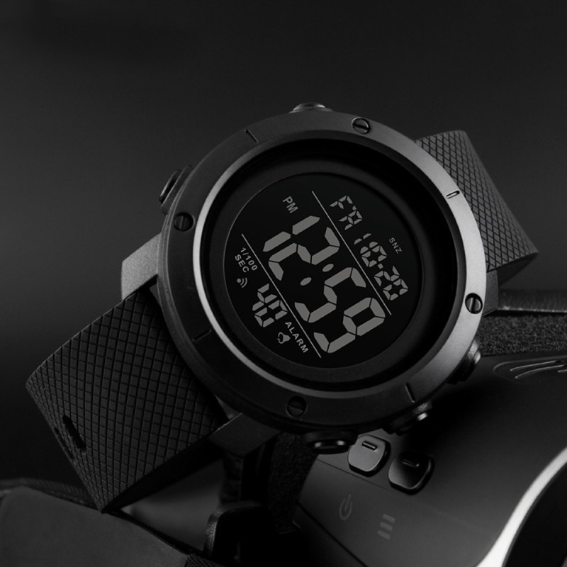 Мужские тактические часы Skmei 1426BKBK All Black с электронным циферблатом и подсветкой