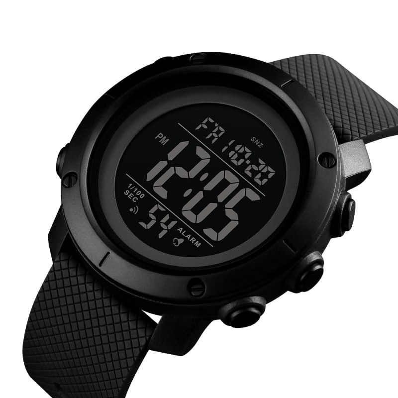 Мужские тактические часы Skmei 1426BKBK All Black с электронным циферблатом и подсветкой