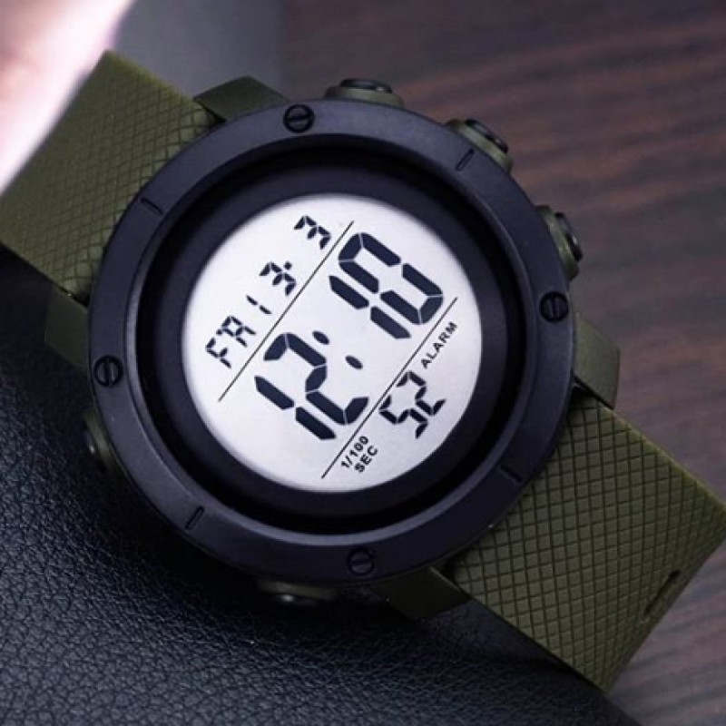 Чоловічий тактичний годинник Skmei 1426AGWT Army Green-White з електронним циферблатом та підсвічуванням
