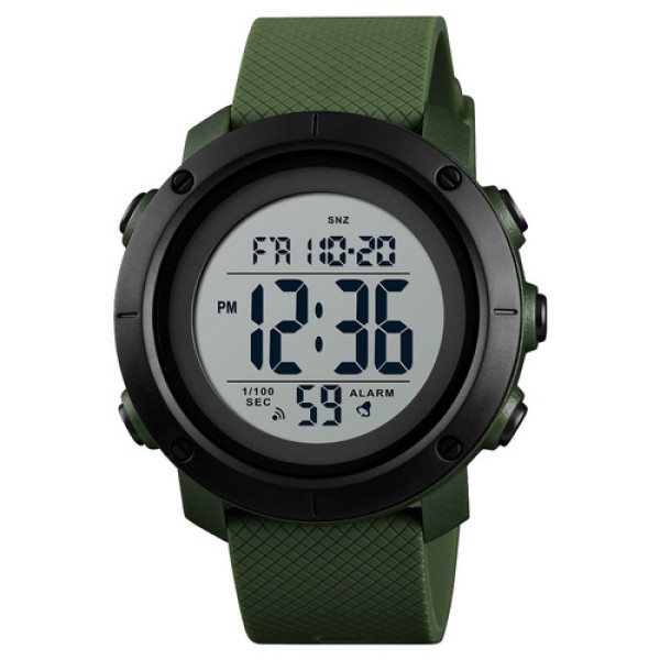 Чоловічий тактичний годинник Skmei 1426AGWT Army Green-White з електронним циферблатом та підсвічуванням