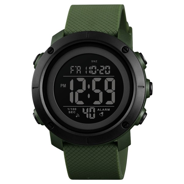 Мужские тактические часы Skmei 1426AGBK Army Green-Black с электронным циферблатом и подсветкой