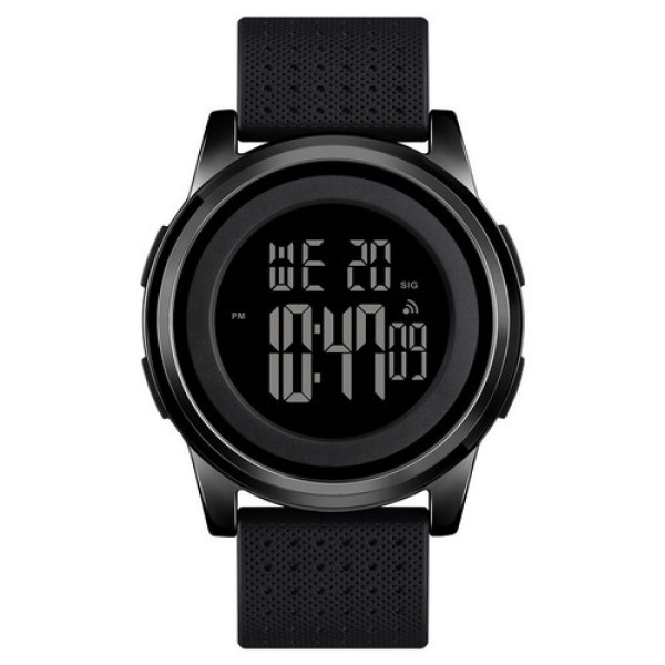 Чоловічий електронний годинник Skmei 1502 All Black у чорному кольорі зі спортивними функціями
