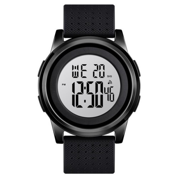 Чоловічий спортивний годинник Skmei 1502BKWT Black-White з електронним циферблатом та підсвічуванням