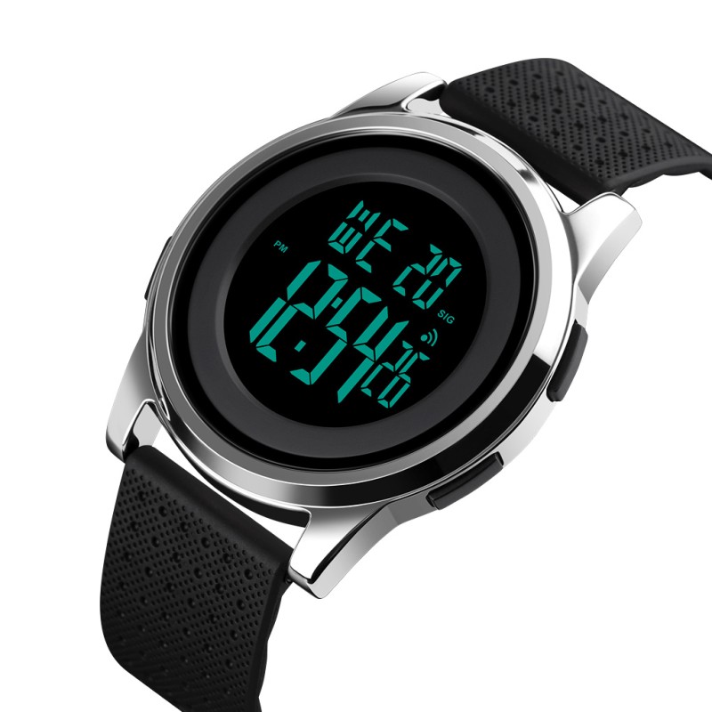 Мужские спортивные часы Skmei 1502SI Black-Silver с электронным циферблатом и хронографом