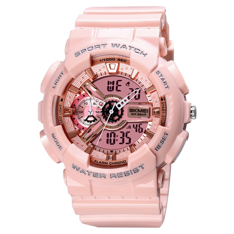 Спортивний жіночий годинник Skmei 1688 Pink-Cuprum з підсвічуванням та захистом 5 ATM