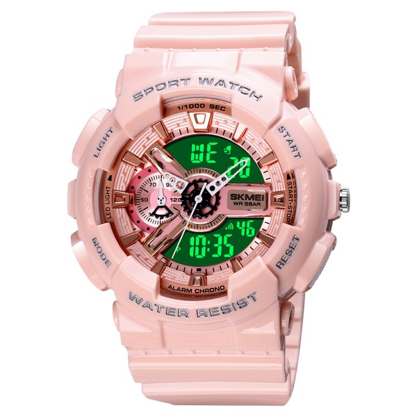 Спортивний жіночий годинник Skmei 1688 Pink-Cuprum з підсвічуванням та захистом 5 ATM