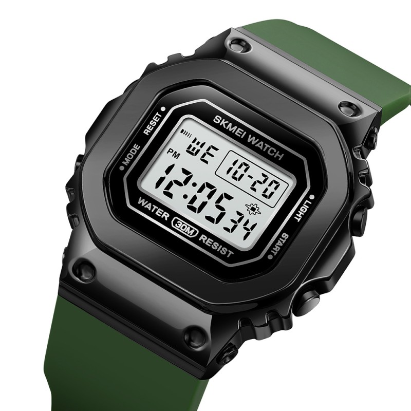 Чоловічий спортивний годинник Skmei 1796 Military-Black з електронним циферблатом та підсвічуванням