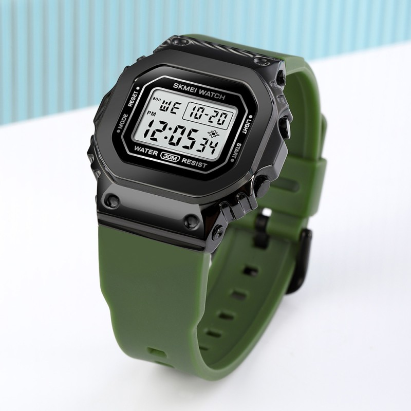 Чоловічий спортивний годинник Skmei 1796 Military-Black з електронним циферблатом та підсвічуванням