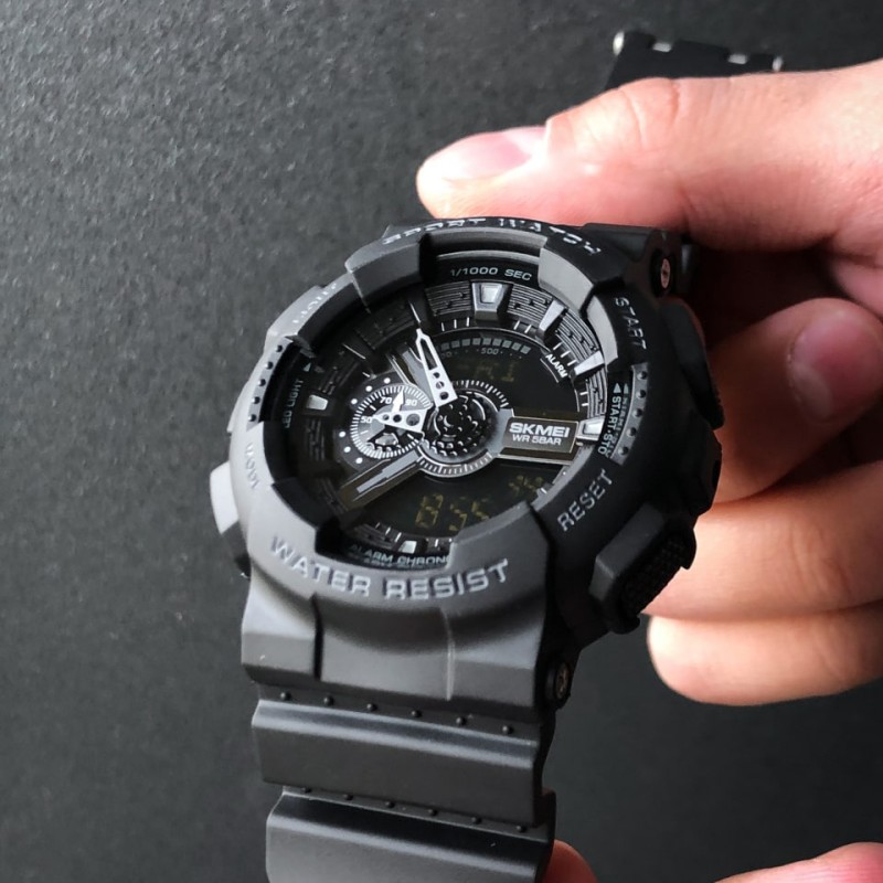 Мужские тактические часы Skmei 1834 Black с комбинированным циферблатом и водозащитой 5 ATM
