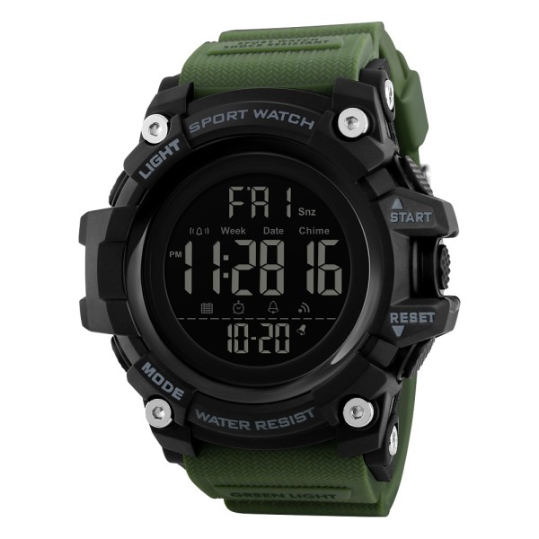 Мужские спортивные часы Skmei 1384 Black-Military с водонепроницаемостью 5 ATM и будильником