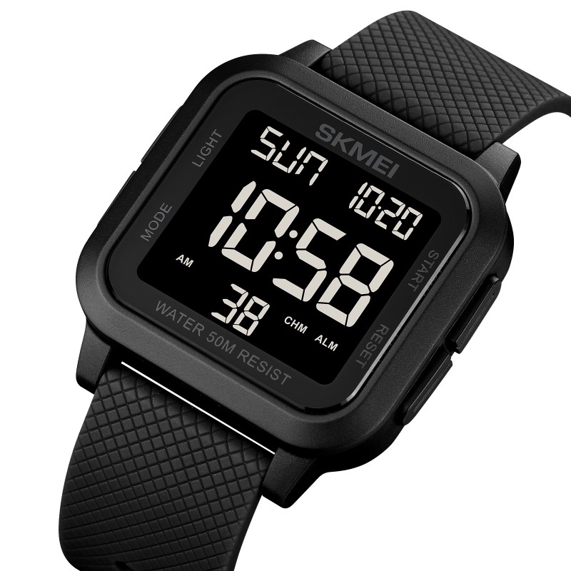 Мужские часы Skmei 1894BKBK All Black тактические электронные с подсветкой и защитой 5 ATM