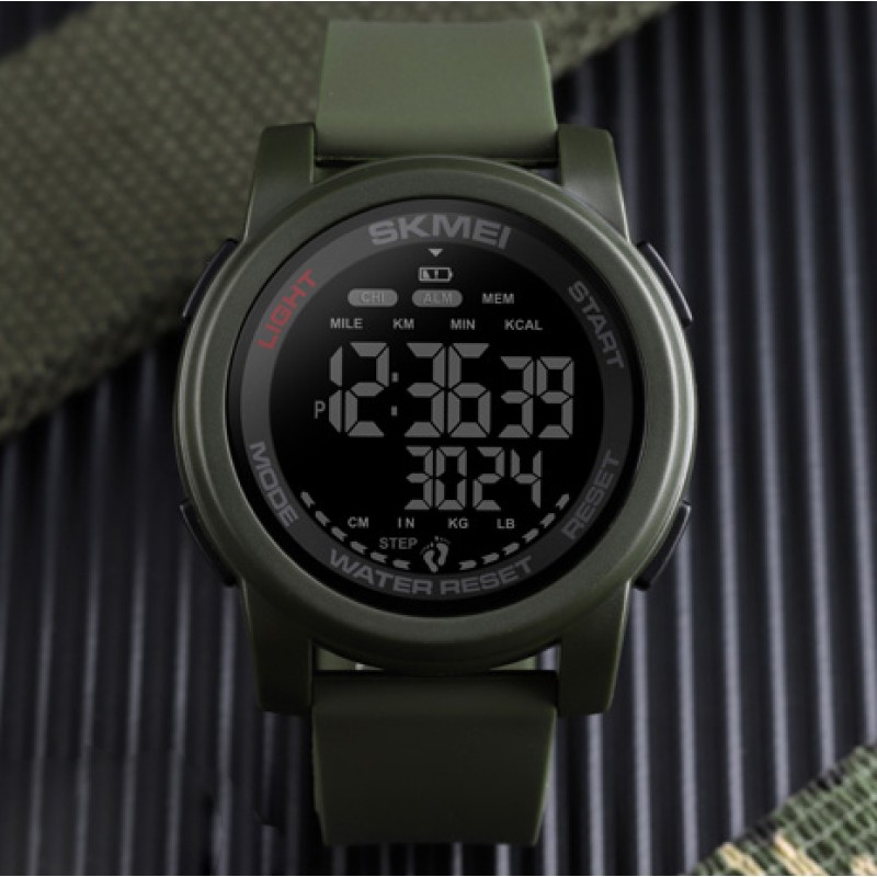 Чоловічий тактичний годинник Skmei 1469AGBK Military-Black з електронним циферблатом та захистом 5 ATM