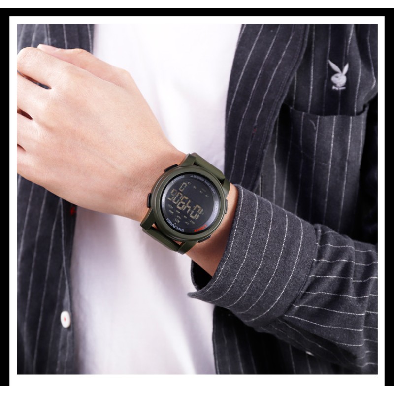 Чоловічий тактичний годинник Skmei 1469AGBK Military-Black з електронним циферблатом та захистом 5 ATM