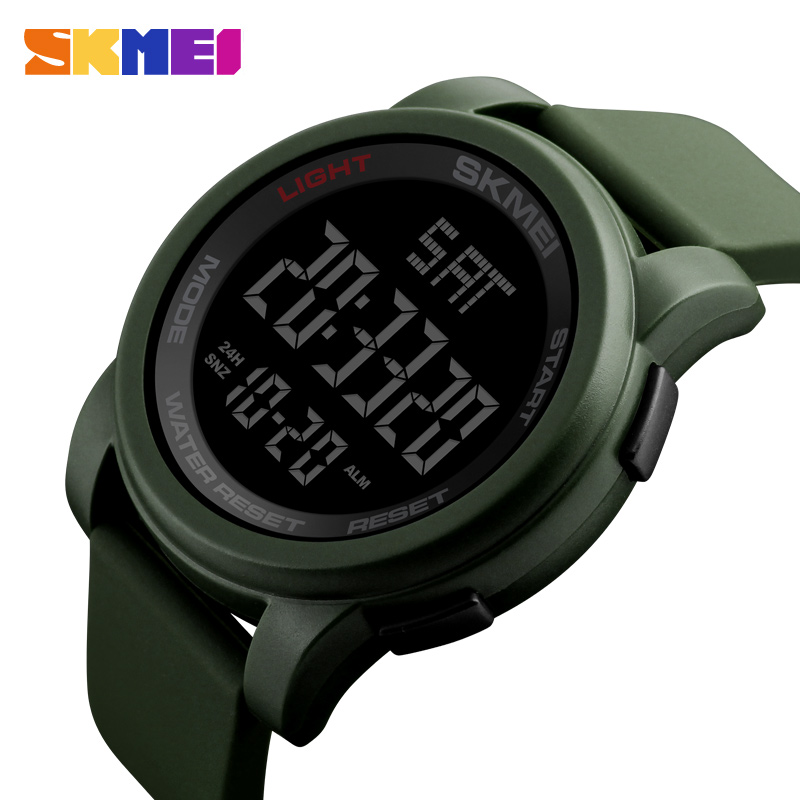 Мужские тактические часы Skmei 1257AG Military Зеленые с электронным циферблатом и подсветкой