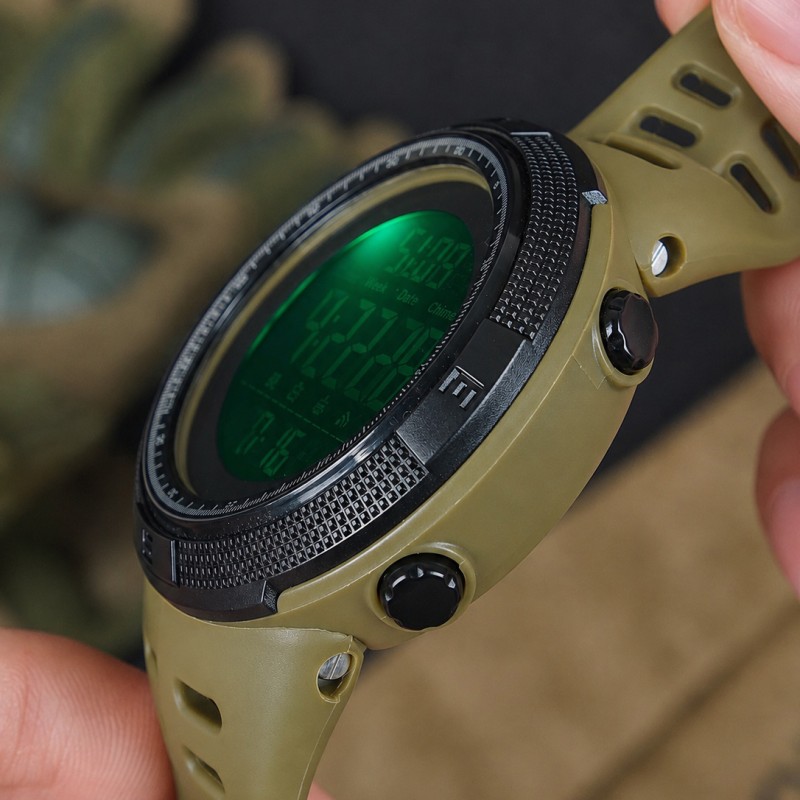 Чоловічий тактичний годинник Skmei 1251AG Military Зелений з електронним циферблатом та підсвіткою
