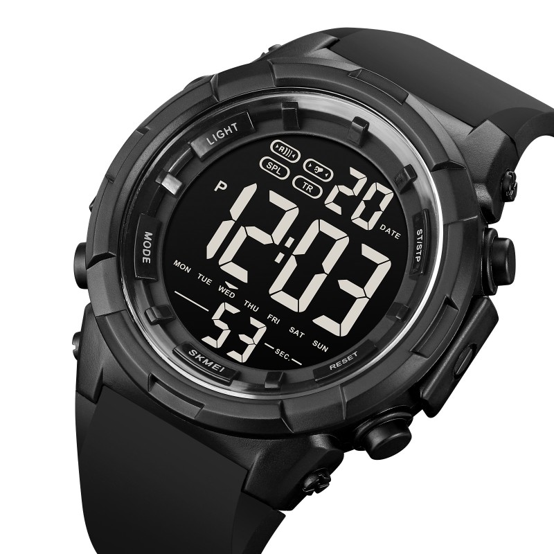 Чоловічий тактичний годинник Skmei 1845BK All Black з електронним циферблатом та водозахистом 5 ATM