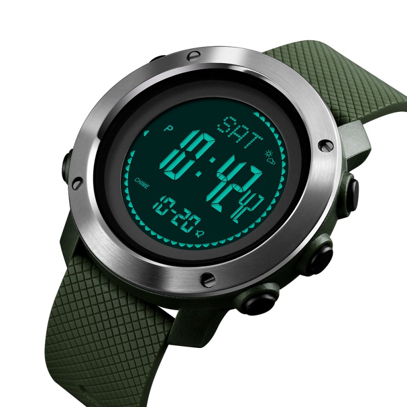 Чоловічий тактичний годинник Skmei 1418AG Army Green з компасом та альтиметром