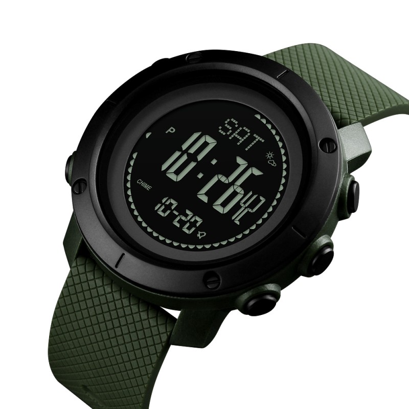 Мужские тактические часы Skmei 1427AG Army Green с компасом и шагомером