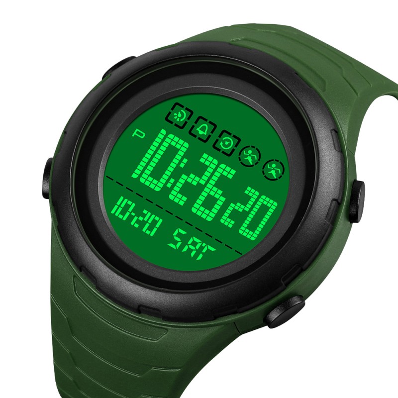 Чоловічий тактичний годинник Skmei 1674AGWT Army Green-white з підсвіткою та захистом 5 ATM