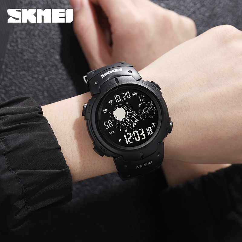 Чоловічий спортивний годинник Skmei 1820BK Black з електронним циферблатом та підсвічуванням