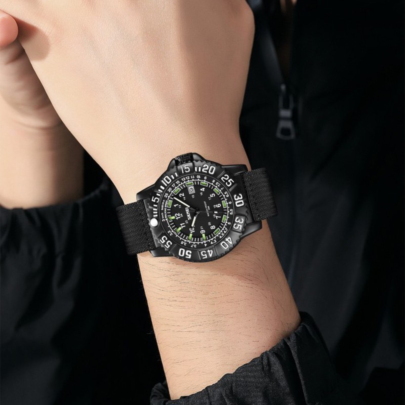 Чоловічий тактичний годинник Skmei 9281BK Black з нейлоновим ремінцем та мінеральним склом