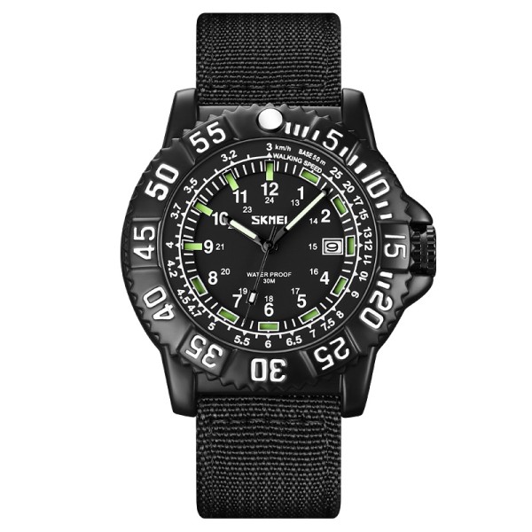 Чоловічий тактичний годинник Skmei 9281BK Black з нейлоновим ремінцем та мінеральним склом