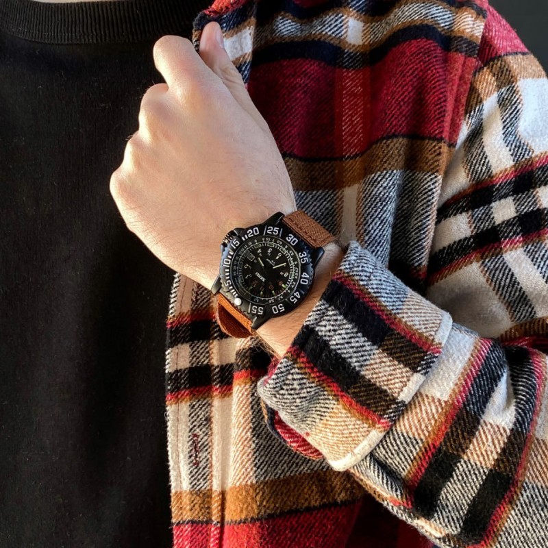 Мужские часы Skmei 9281BN Brown с нейлоновым ремешком и минеральным стеклом