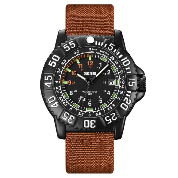 Мужские часы Skmei 9281BN Brown с нейлоновым ремешком и минеральным стеклом