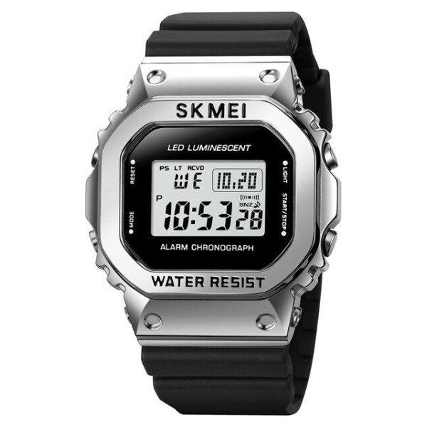 Наручные часы Skmei 1851SIBK Silver Black спортивные электронные с подсветкой