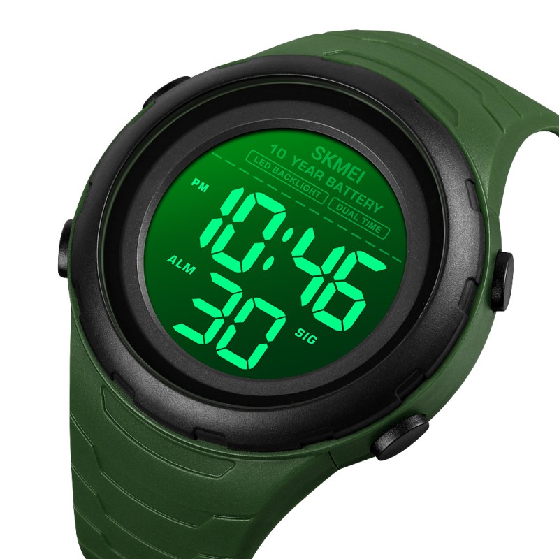 Чоловічий тактичний годинник Skmei 1675AG Army Green з підсвіткою та захистом 5 ATM