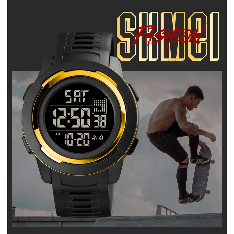 Мужские спортивные часы Skmei 1731GDWT Gold-White с электронным циферблатом и подсветкой