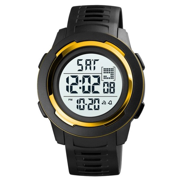 Мужские спортивные часы Skmei 1731GDWT Gold-White с электронным циферблатом и подсветкой