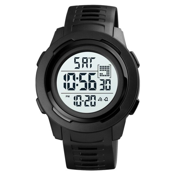 Чоловічий тактичний годинник Skmei 1731BKWT Black-White з електронним циферблатом та водозахистом 5 ATM