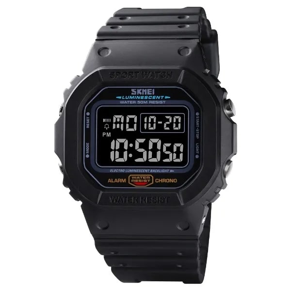 Чоловічий тактичний годинник Skmei 1554BK Black з електронним циферблатом та водозахистом 5 ATM