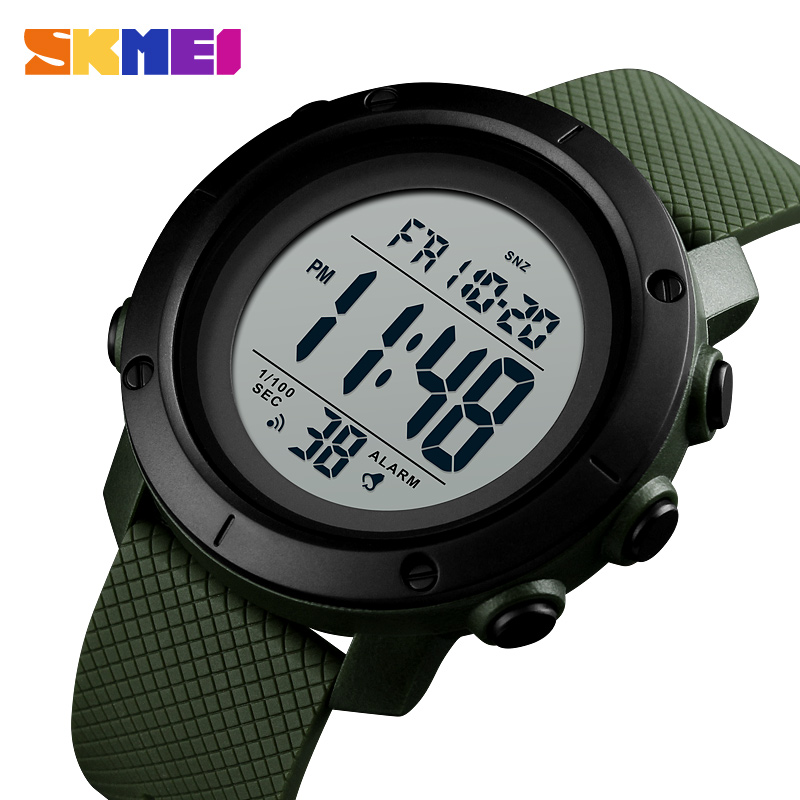 Чоловічий тактичний годинник Skmei 1434AGWT Army Green-White з електронним циферблатом та підсвічуванням