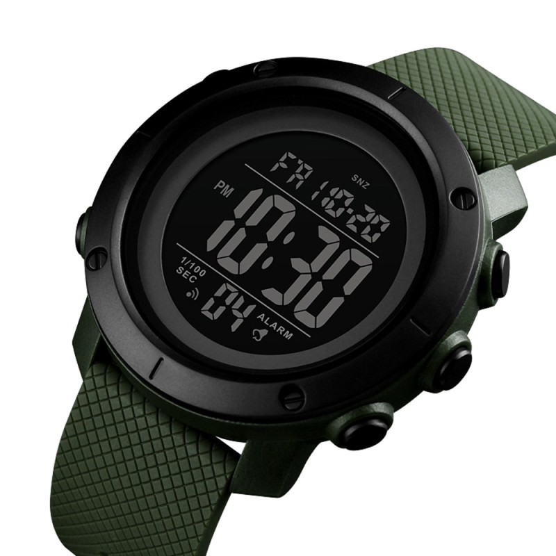 Чоловічий тактичний годинник Skmei 1434AGBK Army Green-Black з електронним циферблатом та водонепроникністю 5 ATM