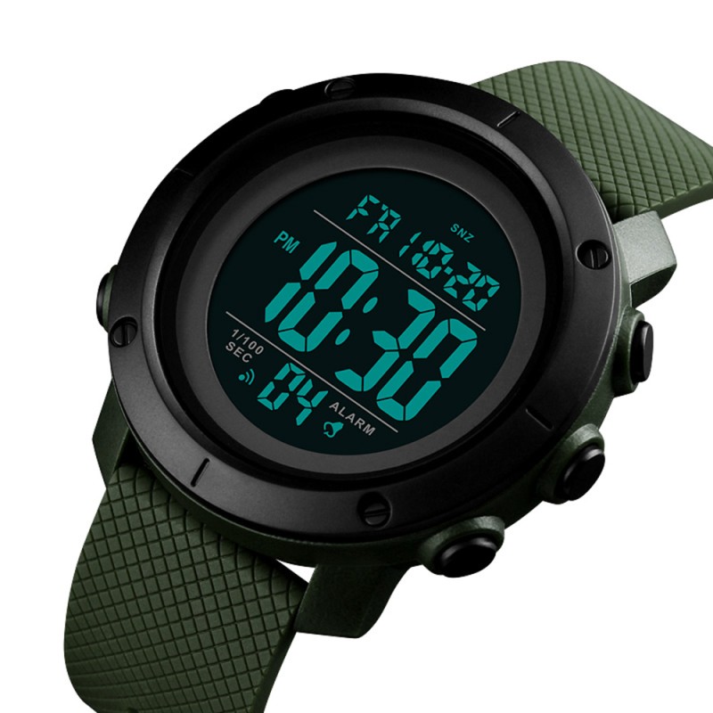 Чоловічий тактичний годинник Skmei 1434AGBK Army Green-Black з електронним циферблатом та водонепроникністю 5 ATM