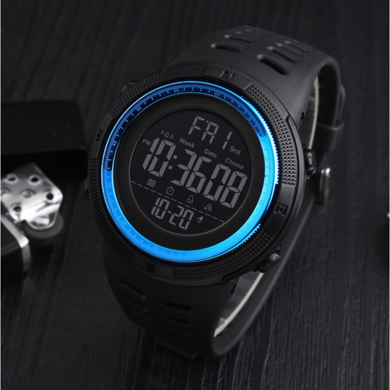 Мужские спортивные часы Skmei 1251BU Black-Blue с водонепроницаемостью 5 ATM