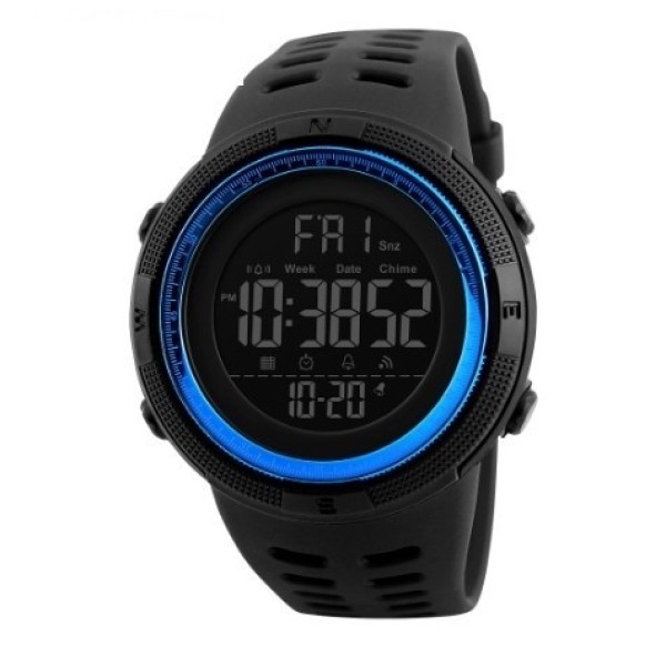 Мужские спортивные часы Skmei 1251BU Black-Blue с водонепроницаемостью 5 ATM