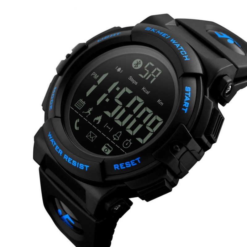 Мужские смарт-часы Skmei 1303BU Blue с фитнес-трекером и Bluetooth, водонепроницаемость 5 ATM