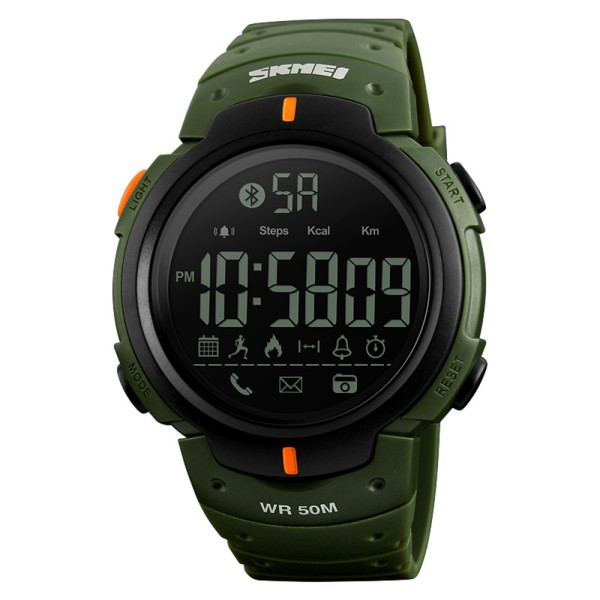 Мужские умные часы Skmei 1301AG Army Green Smart Watch с Bluetooth и шагомером