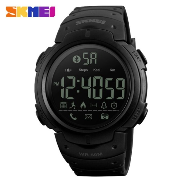 Умные мужские часы Skmei 1301BK Black с Bluetooth и фитнес-функциями