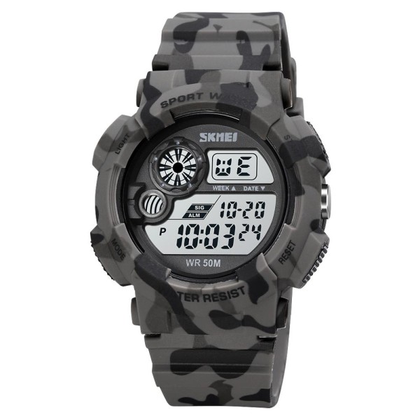 Чоловічий годинник Skmei 1718CMGY Camo Gray тактичний спортивний з електронним циферблатом